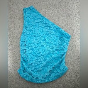 White Fox Turquoise Floral Lace Top